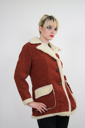70s faux Suede faux fur trimmed hippie boho jacket - shabbybabe
 - 3