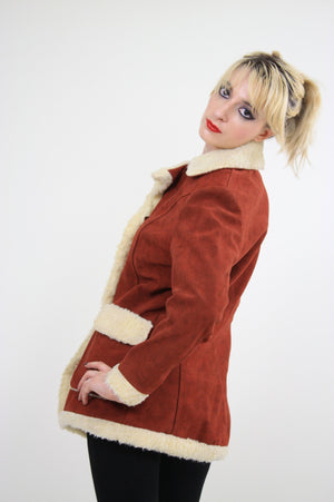 70s faux Suede faux fur trimmed hippie boho jacket - shabbybabe
 - 6