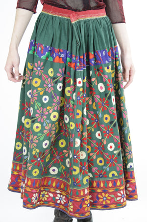 Vintage 70s Embroidered Hippie India Mirror skirt - shabbybabe
 - 2