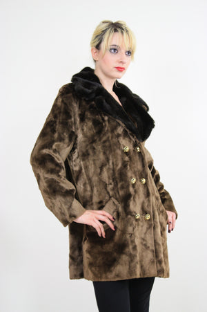 Vintage 60s Boho Hippie double breasted faux fur Coat - shabbybabe
 - 1