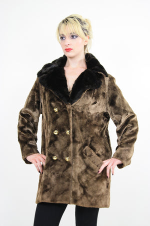 Vintage 60s Boho Hippie double breasted faux fur Coat - shabbybabe
 - 3