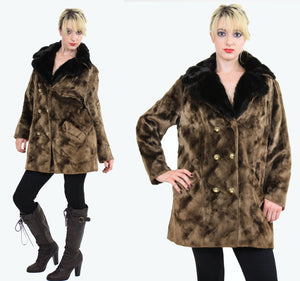 Vintage 60s Boho Hippie double breasted faux fur Coat - shabbybabe
 - 2