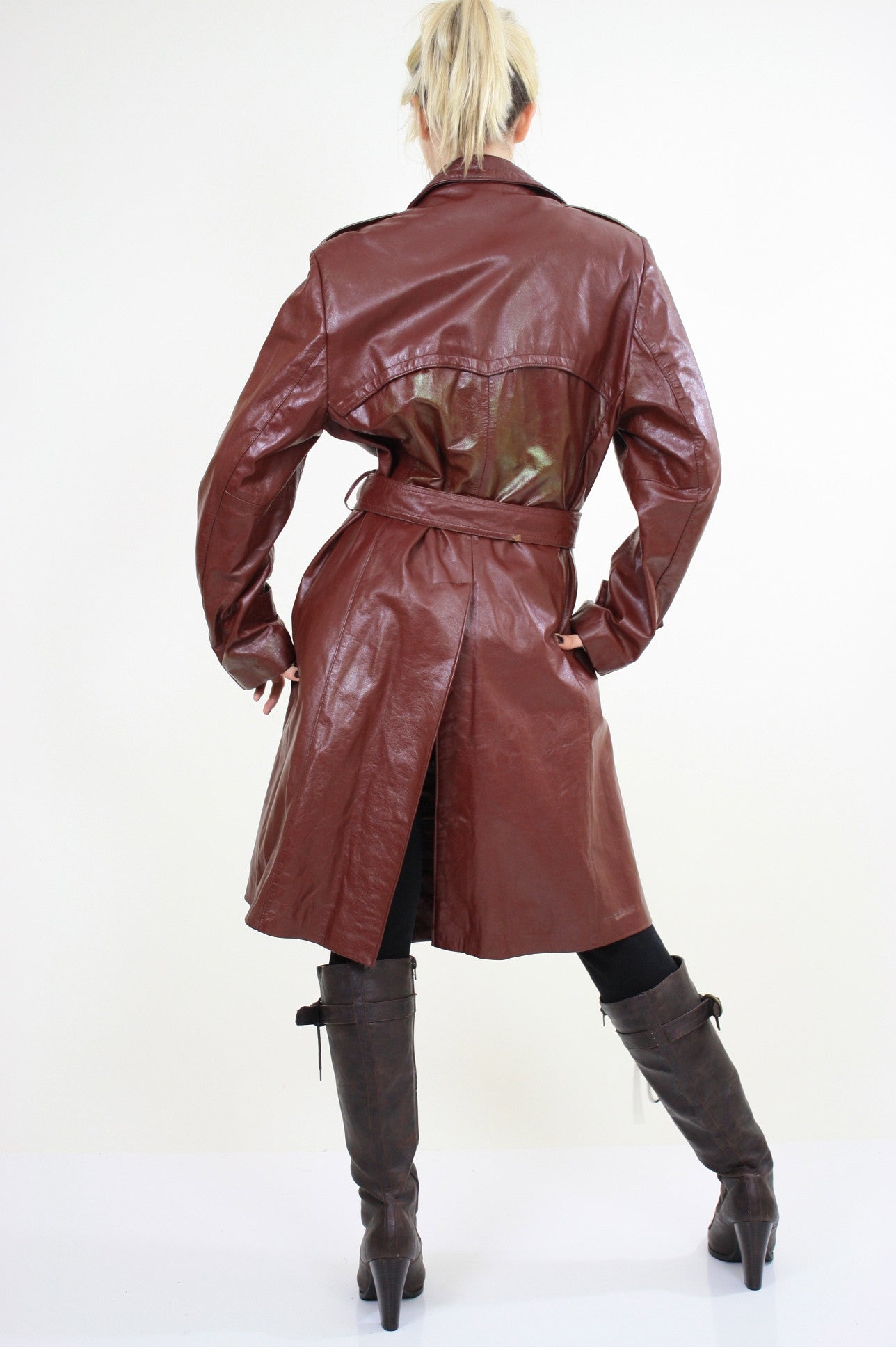 Vintage leather 2025 trench coat