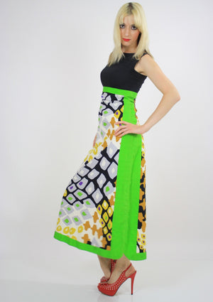 Vintage Hippie Boho Abstract Graphic Mod Maxi Dress - shabbybabe
 - 3