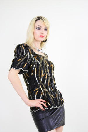Vintage Sequin beaded party top - shabbybabe
 - 2