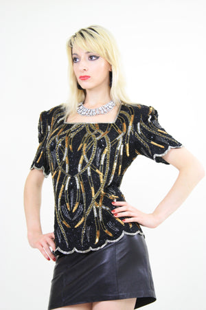 Vintage Sequin beaded party top - shabbybabe
 - 3