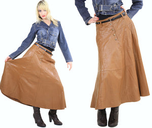 Vintage Maxi Leather Skirt Southwestern Boho - shabbybabe
 - 2