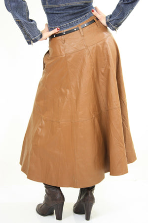 Vintage Maxi Leather Skirt Southwestern Boho - shabbybabe
 - 4
