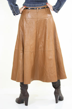 Vintage Maxi Leather Skirt Southwestern Boho - shabbybabe
 - 5