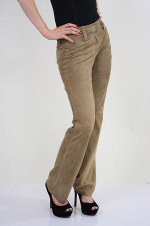 Vintage 90s Hilfiger Designer Suede Leather Pants - shabbybabe
 - 3