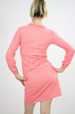 Vintage 60s Mod Dolly Pastel Pink Polkadot Mini Dress - shabbybabe
 - 6