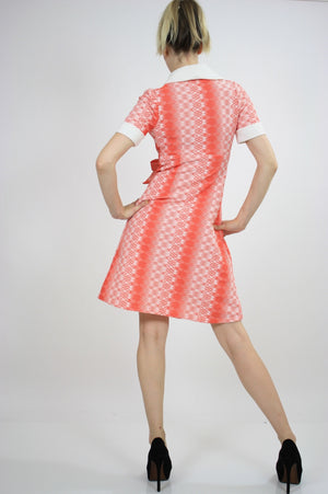 Vintage 60s Mod Dolly Neon Argyle Print Mini Dress - shabbybabe
 - 3