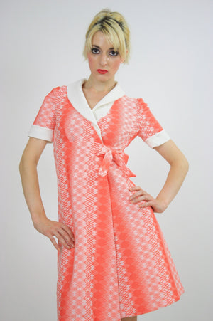 Vintage 60s Mod Dolly Neon Argyle Print Mini Dress - shabbybabe
 - 1