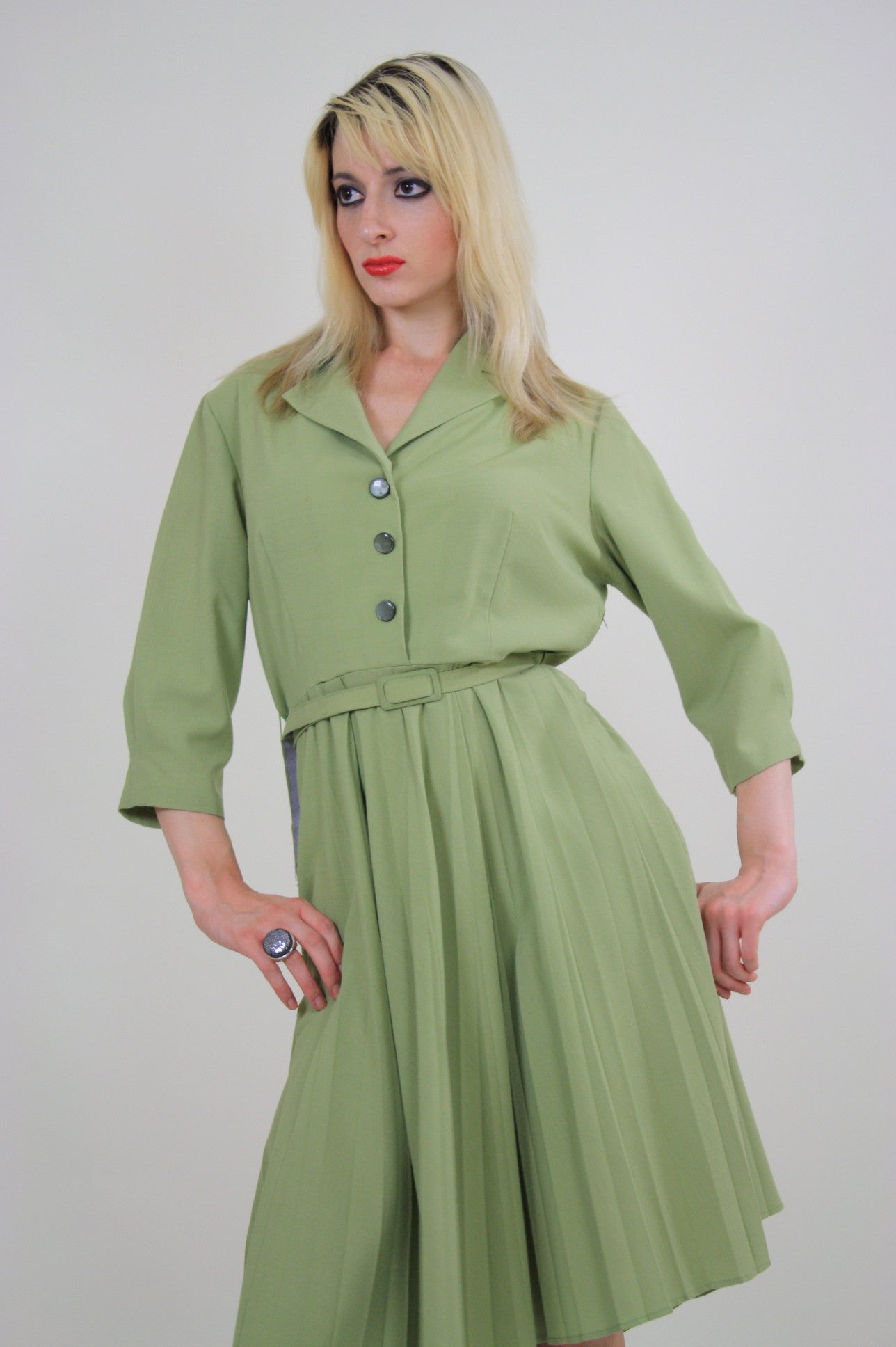 Vintage Boho Mod Pastel Pleated mini dress - shabbybabe