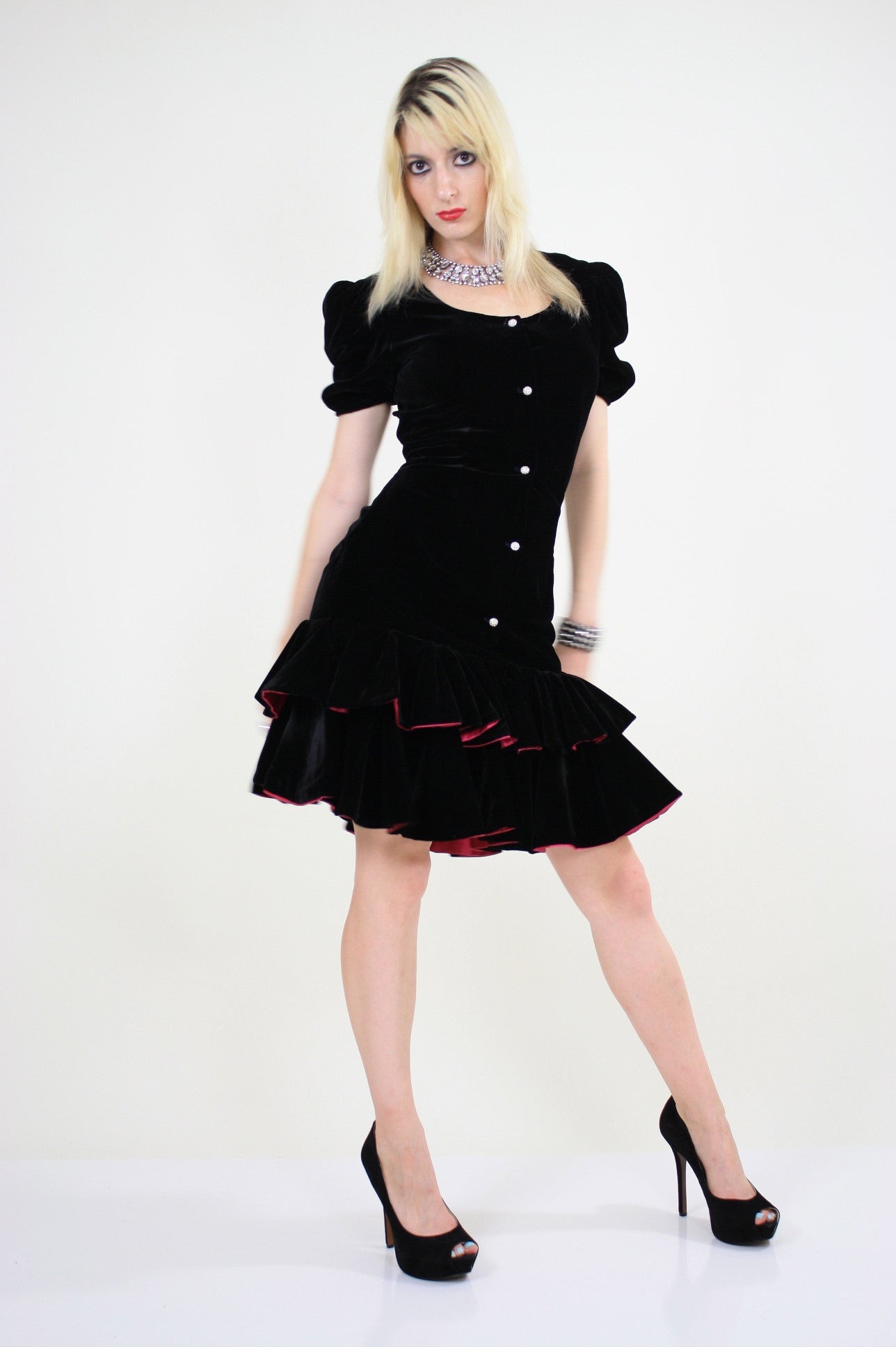 80s velvet party mini dress cocktail party rhinestone buttons - shabbybabe 80s velvet party mini dress cocktail party rhinestone buttons - shabbybabe