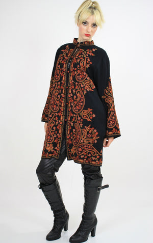Vintage Gypsy Boho Festival paisley wool tunic coat - shabbybabe
 - 3