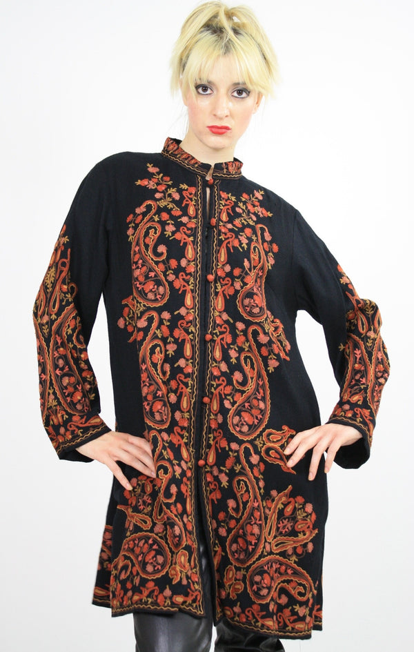 Vintage Gypsy Boho Festival paisley wool tunic coat - shabbybabe
 - 1