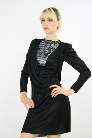 Vintage 1980s Black sequin mini dress - shabbybabe
 - 5