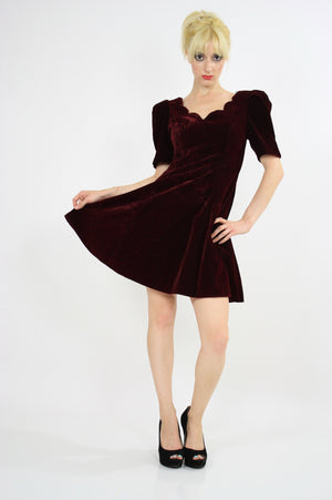 Vintage 80s Velvet  cocktail party mini dress - shabbybabe
 - 4