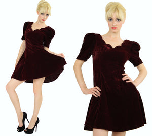 Vintage 80s Velvet  cocktail party mini dress - shabbybabe
 - 3