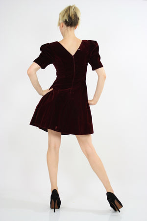 Vintage 80s Velvet  cocktail party mini dress - shabbybabe
 - 6