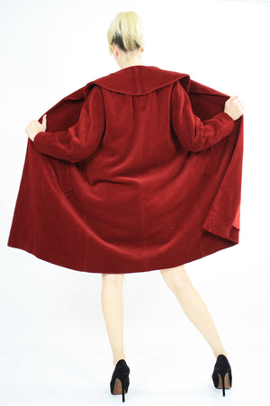 Wool Swing Coat Vintage 1950s Garnet red Forstmann Fleur de Lis - shabbybabe
 - 4