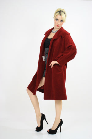Wool Swing Coat Vintage 1950s Garnet red Forstmann Fleur de Lis - shabbybabe
 - 6