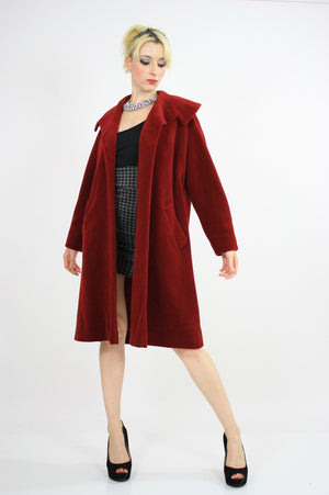 Wool Swing Coat Vintage 1950s Garnet red Forstmann Fleur de Lis - shabbybabe
 - 8