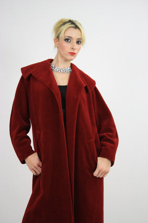 Wool Swing Coat Vintage 1950s Garnet red Forstmann Fleur de Lis - shabbybabe
 - 9