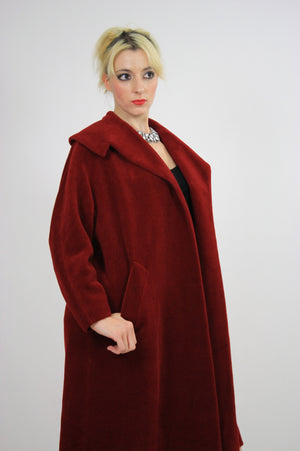 Wool Swing Coat Vintage 1950s Garnet red Forstmann Fleur de Lis - shabbybabe
 - 10