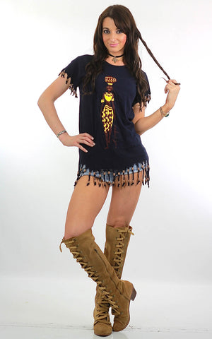 Boho Hippie tribal fringe abstract top shirt - shabbybabe
 - 2