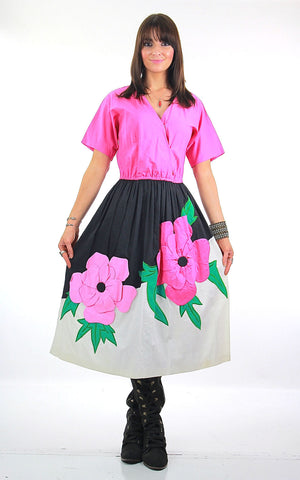 70s Mexican floral applique full skirt dress Jesus A Diaz - shabbybabe
 - 1