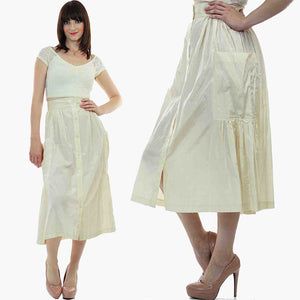 Vintage 80s  Boho white pleated party maxi skirt - shabbybabe
 - 5